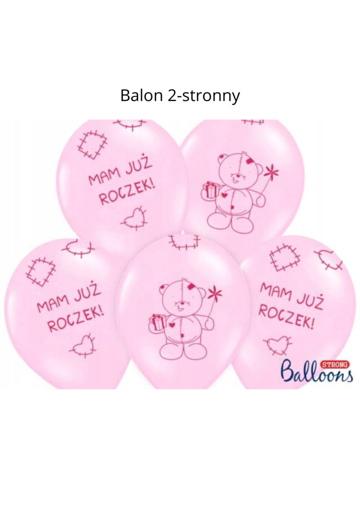 Balon MAM JUŻ ROCZEK 2-stronny różowy